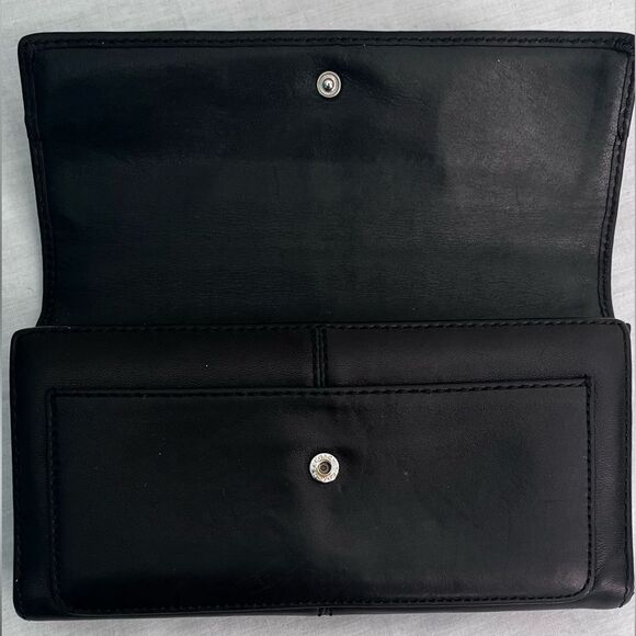 Coach Tri-fold Ashley Pleated Black Leather Wallet - Picture 2 of 6